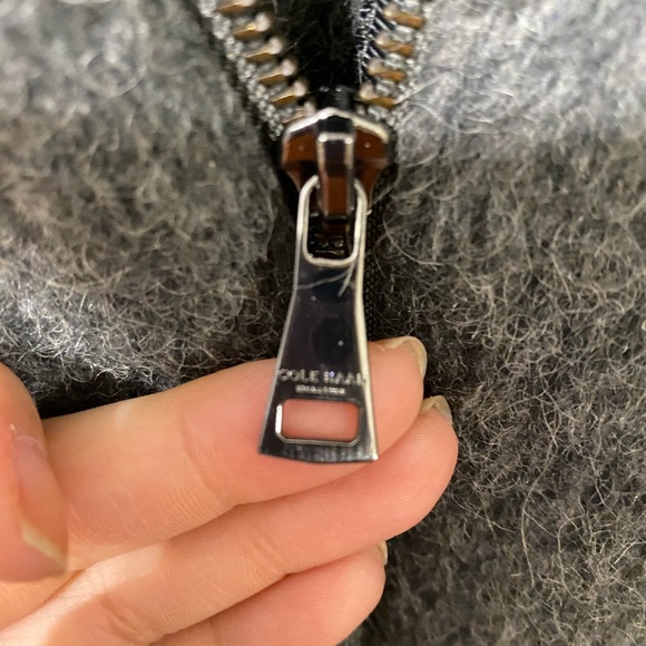 Gray Cole Haan Wool Belted Hooded Walker - Picture 4 of 7